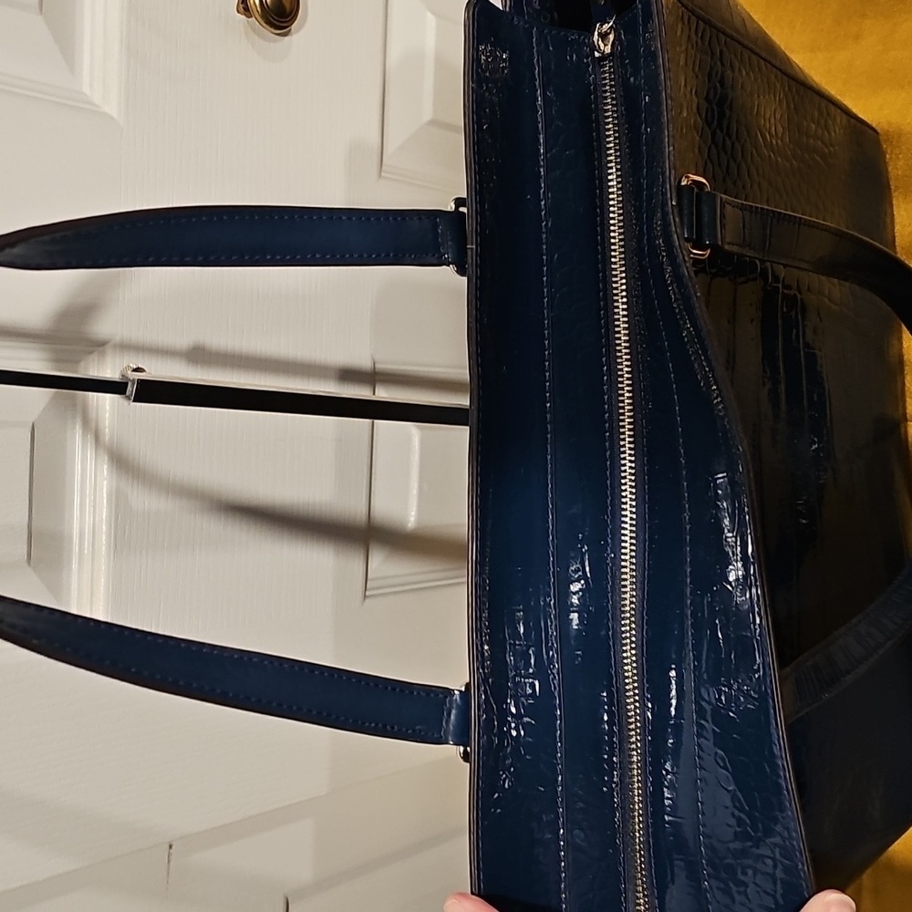 KATE SPADE PURSE ELISSA BRISTOL DRIVE CROC PETROL BLUE LEATHER SHOULDER BAG EUC - Picture 9 of 16